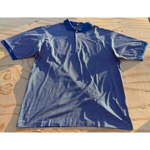 Jeff Rose Glen Arbor Men's Polo Golf Shirt Size XL Striped‎ Blue Button Collared